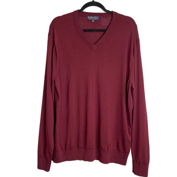 Brooks Brothers Red Burgundy Merino Wool Sweater XL - Picture 1 of 8